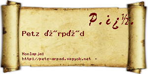 Petz Árpád névjegykártya